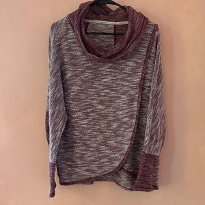Calvin Klein Marled Cowl Neck Sweater in Plum and Heather